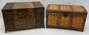 lot 30 image: Two Ornate Decorative Trunks (1 20L x 12 34h x 13W) (1 19 12L x 12 H x 11 34 W)
