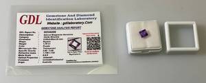 lot 49 image: GDL (Lab Created) 1.70 CT Square Cut Purple Musgravite With Card (In Protective Case)