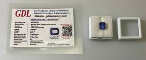 lot 50 image: GDL (Lab Created) 3.30 CT Emerald Cut Blue Sapphire With Card (In Protective Case)