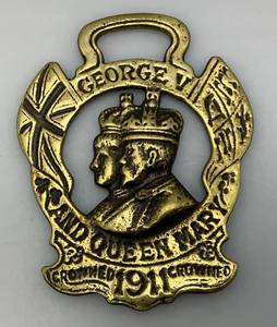 King George V & Queen Mary Horse Brass UK Antique Coronation Souvenir 1911