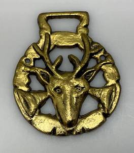 lot 161 image: Vintage Horse Brass Medallion Harness Goat Head Charles Dickens 2 34 x 3 14