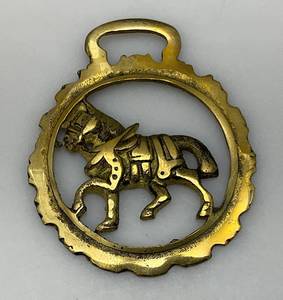 lot 163 image: Vintage French Solid Brass Horse Adorned  Horse Harness Buckle 3 x 3 12