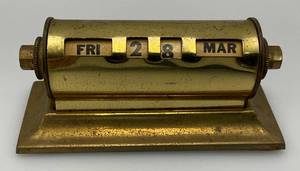 lot 181 image: Vintage Brass Perpetual Desk Calendar