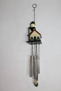 lot 28 image: Handcrafted Wooden Lighthouse Wind Chime