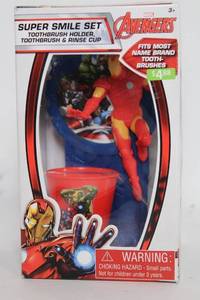 lot A-75 image: Marvel Avengers Super Smile Set - Toothbrush Holder, Toothbrush, & Rinse Cup