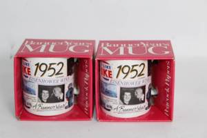 lot 98 image: Set of 2 I Like Ike 1952 Eisenhower Wins Commemorative Mugs