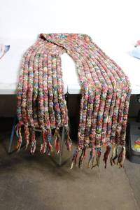 lot 195 image: Colorful Hand-Knit Scarf with Fringe