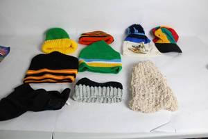 lot 198 image: Collection of Colorful Knit Hats and Accessories