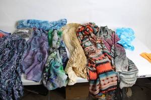 lot 199 image: Lot of Assorted Decorative Fabric Scarves