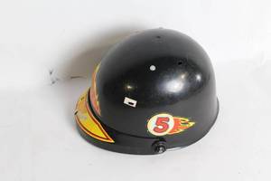 lot 244 image: Black Plastic Construction Hard Hat with Fire Decal
