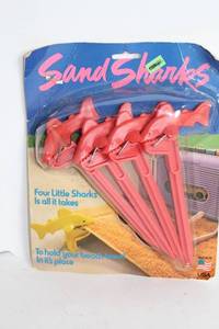 lot 315 image: Pack of 4 Sand Shark Beach Towel Stakes