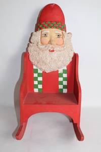 lot 322 image: Vintage Santa Claus-Themed Wooden Rocking Chair