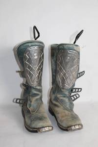 lot 338 image: Pair of Vintage Motorcycle Boots with Steel Protection Size 11