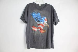 lot 346 image: Gray T-Shirt with American Flag and Eagle Graphic