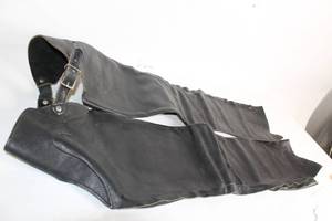lot 376 image: Used Black Leather Motorcycle Chaps with Adjustable Straps