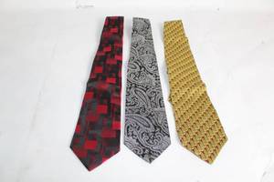 lot 407 image: Set of 3 Mens Neckties by Stafford, Logan Neckwear, Shyobui