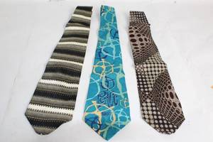 lot 413 image: Set of 3 Silk Ties - Mosaic, Spotted Apparel, Pertini Brands