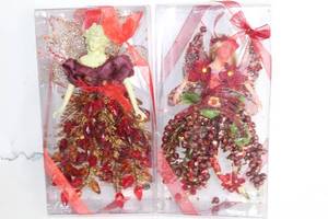 lot 423 image: Set of 2 Decorative Fairy Ornaments in Holiday Gift Packaging