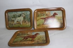 lot 448 image: Set of 3 Vintage Dog Motif Metal Serving Trays