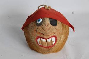 lot 457 image: Handcrafted Coconut Pirate Decor with Bandana