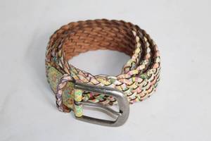 lot 476 image: Braided Leather Belt with Floral Accents