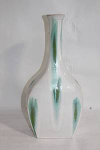 lot 484 image: Tall Mid-Century Ceramic Vase with Green and White Glaze