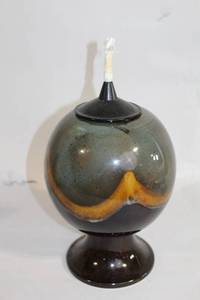 lot 485 image: Handmade Ceramic Oil Lamp with Removable Wick and Lid