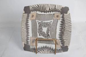 lot 491 image: Decorative Ceramic Plate with Abstract Zebra Pattern Design