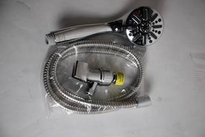 lot 15 image: Chrome Handheld Shower Head with Hose and Bracket