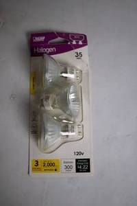lot 88 image: Pack of 3 Feit Electric 35 Watt Halogen Bulbs Bright White