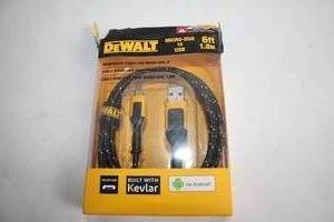 lot 107 image: DeWalt 6ft Micro-USB to USB Reinforced Cable