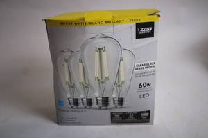 lot 112 image: 4-Pack Clear Glass LED Light Bulbs, 60W Replacement