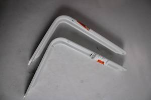 lot 143 image: Pair of Heavy-Duty White Steel Wall Shelf Brackets