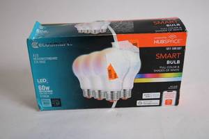 lot 149 image: 4-Pack Ecosmart A19 Smart LED Bulbs - Full Color & Shades of White