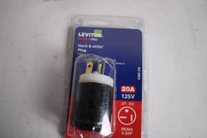 lot 160 image: Leviton Black & White 20A 125V Plug NEMA 5-20P 2P 3W