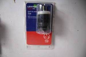 lot 161 image: Leviton PLUSPRO Black & White Industrial Grade Plug NEMA 5-20P