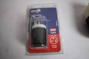lot 162 image: Leviton 20A 125V Black & White Electrical Plug 5-20P