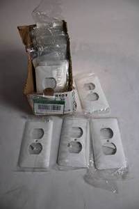 lot 191 image: Lot of 10 White Duplex Outlet Wall Plates in Original Packaging