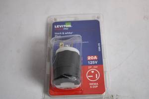 lot 201 image: Leviton 20A 125V Black & White Plug NEMA 5-20P