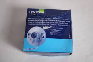 lot 234 image: Leviton Porcelain Lampholder with Pull Chain & Grounding Outlet