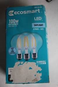 lot 261 image: Ecosmart Dimmable Daylight LED Bulbs 100W Equivalent, 3-Pack