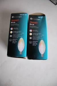 lot 266 image: Ecosmart Smart Bulbs, Set of 3, Multicolor Dimmable LED 60W