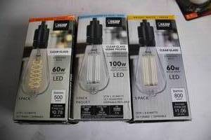 lot 267 image: Set of 3 Clear Glass LED Light Bulbs in 60W and 100W Variants
