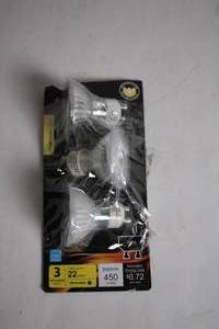 lot 273 image: Pack of 3 Halogen GU10 Light Bulbs 450 Lumens