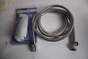 lot 376 image: Tub Spout with Diverter and Flexible Hose - Chrome Finish