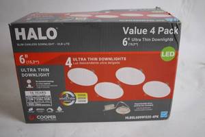 lot 406 image: HALO Value 4 Pack 6 inch Ultra Thin LED Downlights