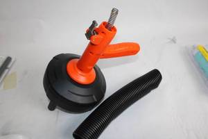 lot 424 image: Manual Handheld Drain Cleaner with Flexible Hose Attachment