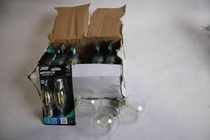 lot 444 image: Lot of Feit Electric Enhance 40W LED Bulbs with 5 Boxes of 2-Pack Filament Bulbs