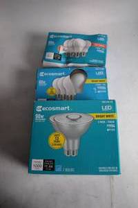 lot 450 image: Lot of Ecosmart LED Light Bulbs 2-PACK PAR38 and Two 4-PACK A19