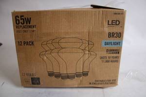 lot 474 image: Pack of 12 BR30 Dimmable LED Light Bulbs 65W Replacement